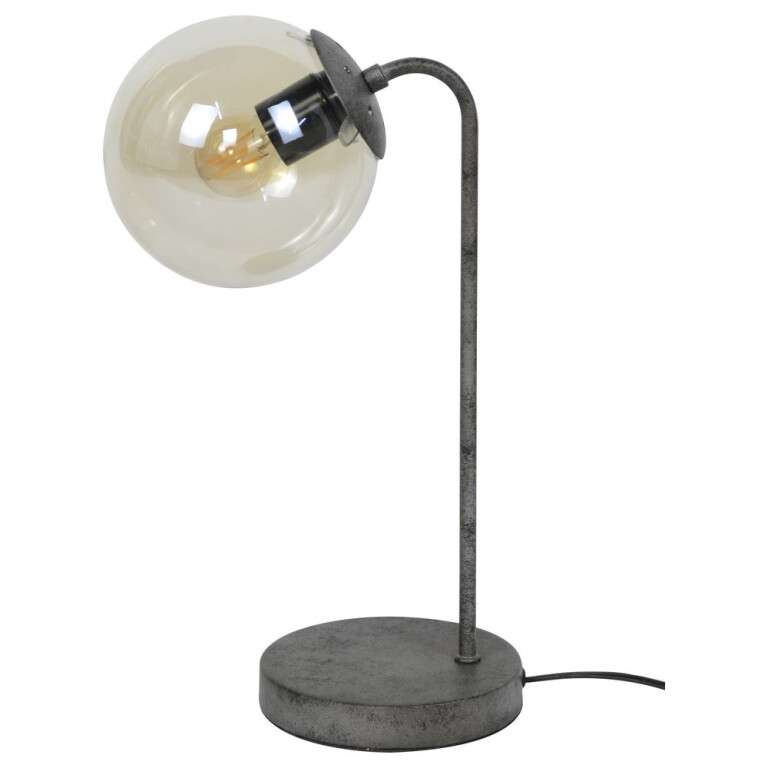 famlights famlights | Tischleuchte Amalia aus Metall und Glas in Schwarz-Silber E27