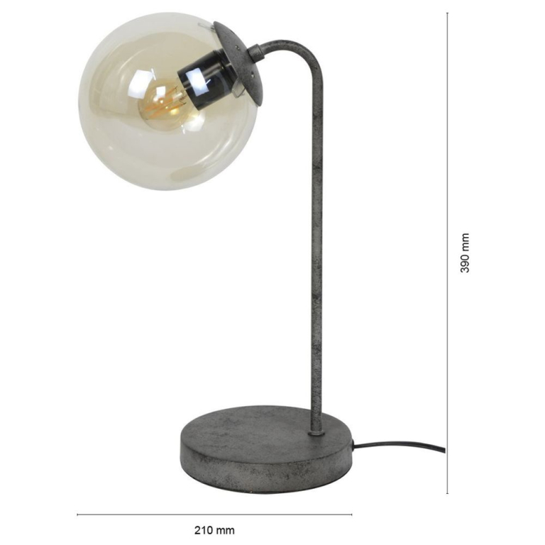 famlights famlights | Tischleuchte Amalia aus Metall und Glas in Schwarz-Silber E27