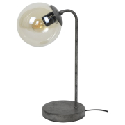 famlights | Tischleuchte Amalia aus Metall und Glas in Schwarz-Silber E27