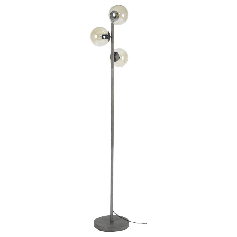 famlights famlights | Stehleuchte Lisa aus Metall und Glas in Silber 3xE27 1700 mm