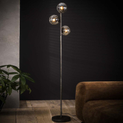 famlights | Stehleuchte Lisa aus Metall und Glas in Silber 3xE27 1700 mm