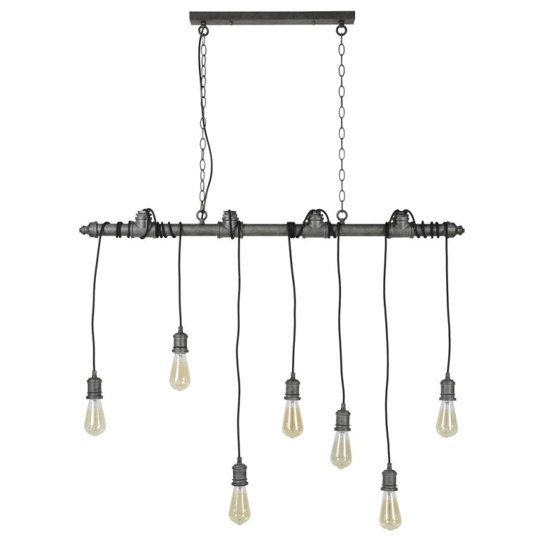 famlights famlights | Pendelleuchte Katja aus Metall in Silber im Industrial Style 7xE27