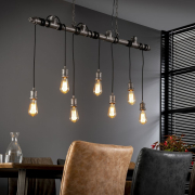 famlights | Pendelleuchte Katja aus Metall in Silber im Industrial Style 7xE27