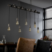 famlights | Pendelleuchte Katja aus Metall in Silber im Industrial Style 7xE27