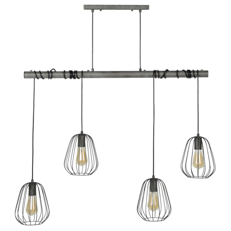 famlights famlights | Pendelleuchte Madeleine aus Metall in Silber 4xE27