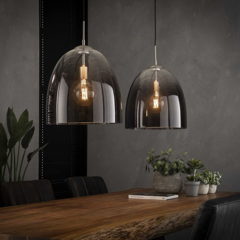 famlights famlights | Pendelleuchte Madlen in Nickel E27 400mm 2-flammig