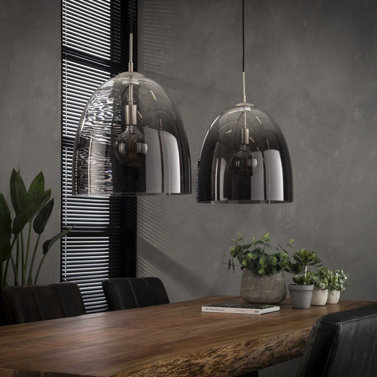 famlights famlights | Pendelleuchte Madlen in Nickel E27 400mm 2-flammig