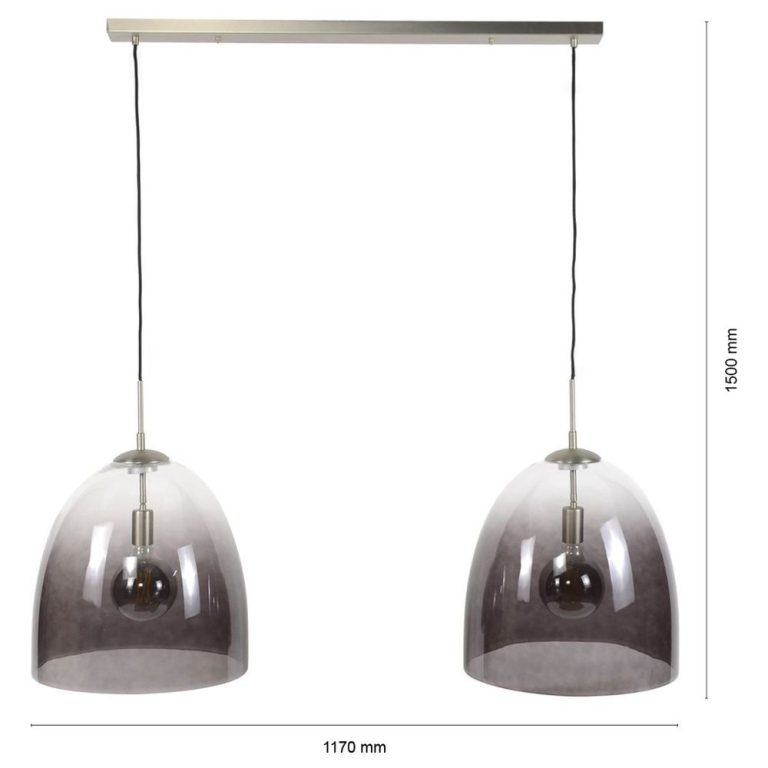 famlights famlights | Pendelleuchte Madlen in Nickel E27 400mm 2-flammig