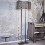 famlights | Stehleuchte Bastian aus Metall in Silber 2xE27