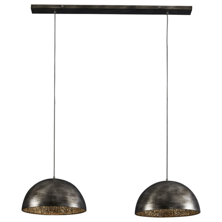 famlights famlights | Pendelleuchte Gerda aus Metall in Silber und Spiegelglas 2xE27