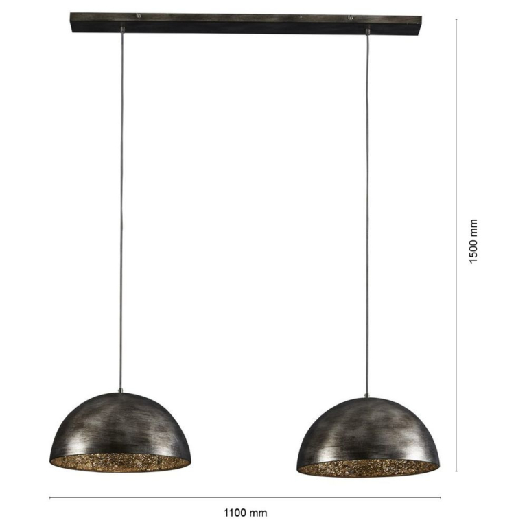 famlights famlights | Pendelleuchte Gerda aus Metall in Silber und Spiegelglas 2xE27