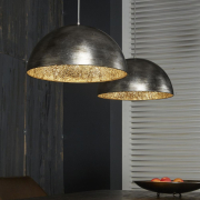 famlights | Pendelleuchte Gerda aus Metall in Silber und Spiegelglas 2xE27