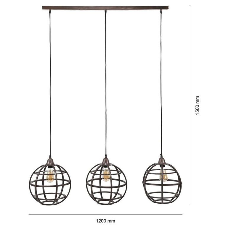 famlights famlights | Pendelleuchte Beatrice in Kupfer 3xE27 1200 mm