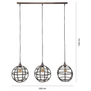 famlights | Pendelleuchte Beatrice in Kupfer 3xE27 1200 mm