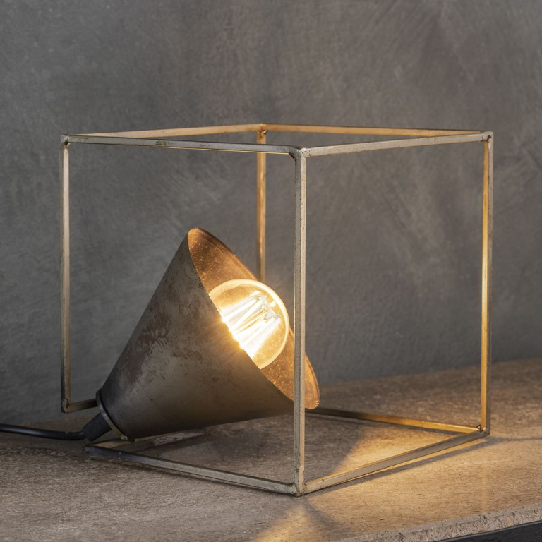 famlights famlights | Tischleuchte Merlin aus Metall in Silber E27