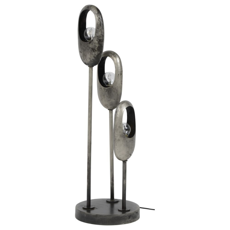famlights famlights | Tischleuchte Hailey in Silber E27 3-flammig