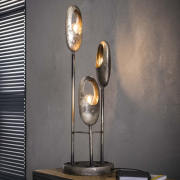 famlights | Tischleuchte Hailey in Silber E27 3-flammig