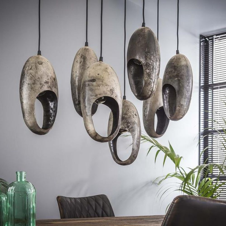 famlights famlights | Pendelleuchte Hailey in Silber E27 7-flammig
