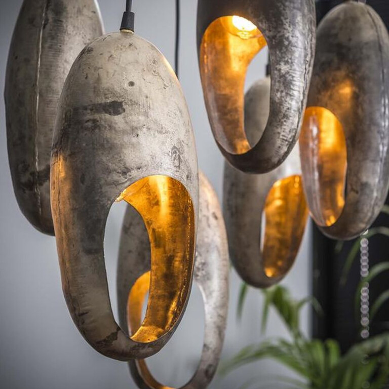 famlights famlights | Pendelleuchte Hailey in Silber E27 7-flammig