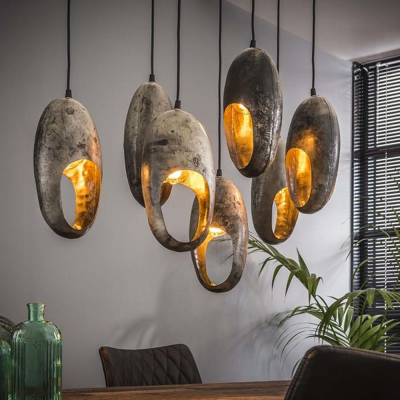 famlights | Pendelleuchte Hailey in Silber E27 7-flammig