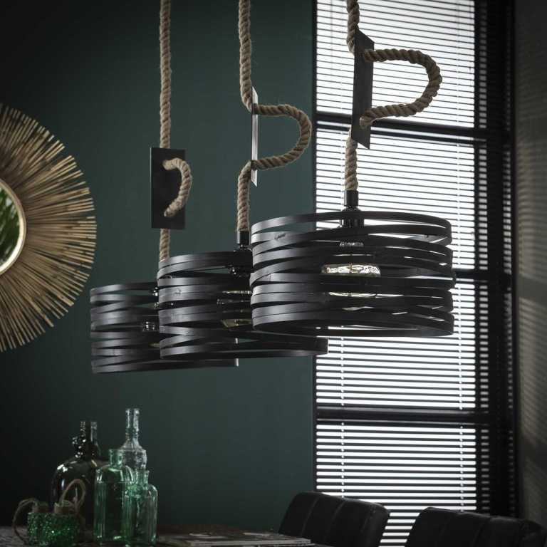 famlights famlights | Pendelleuchte Jamie in Grau aus Metall 3xE27