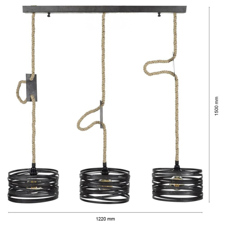 famlights famlights | Pendelleuchte Jamie in Grau aus Metall 3xE27