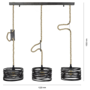 famlights | Pendelleuchte Jamie in Grau aus Metall 3xE27