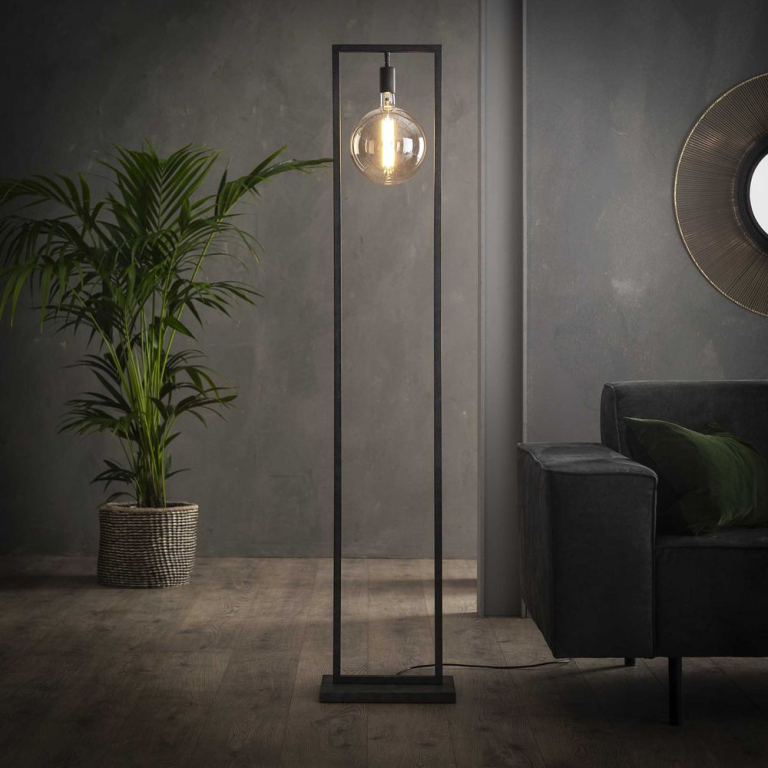 famlights famlights | Stehleuchte Ilay aus Metall in Schwarz-Silber E27