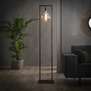 famlights | Stehleuchte Ilay aus Metall in Schwarz-Silber E27
