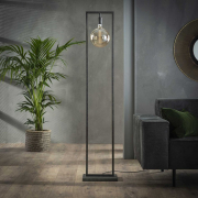 famlights | Stehleuchte Ilay aus Metall in Schwarz-Silber E27