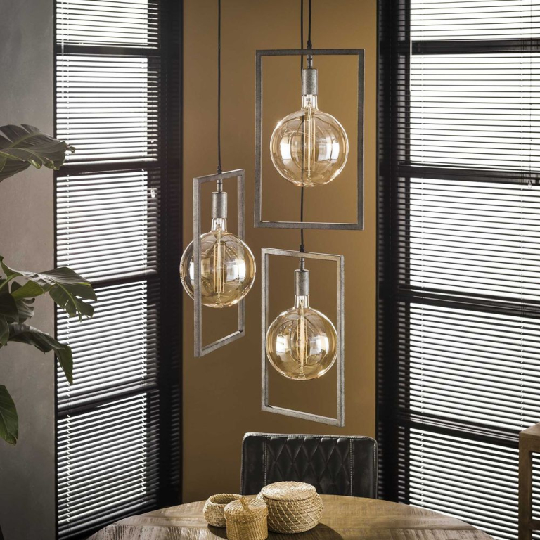 famlights famlights | Pendelleuchte Nilas in Silber aus Metall 3xE27