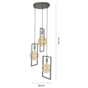 famlights | Pendelleuchte Nilas in Silber aus Metall 3xE27