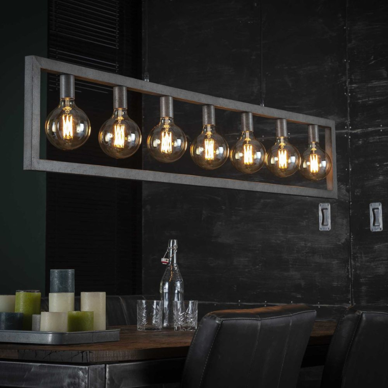 famlights famlights | Pendelleuchte Adele in Silber E27 7-flammig