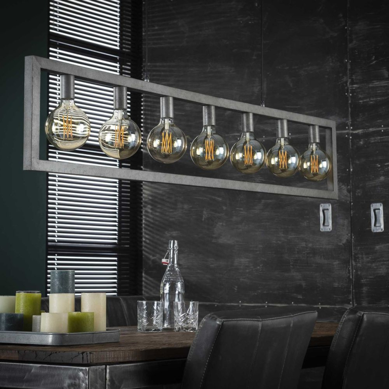 famlights famlights | Pendelleuchte Adele in Silber E27 7-flammig