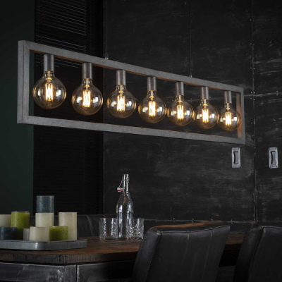 famlights | Pendelleuchte Adele in Silber E27 7-flammig