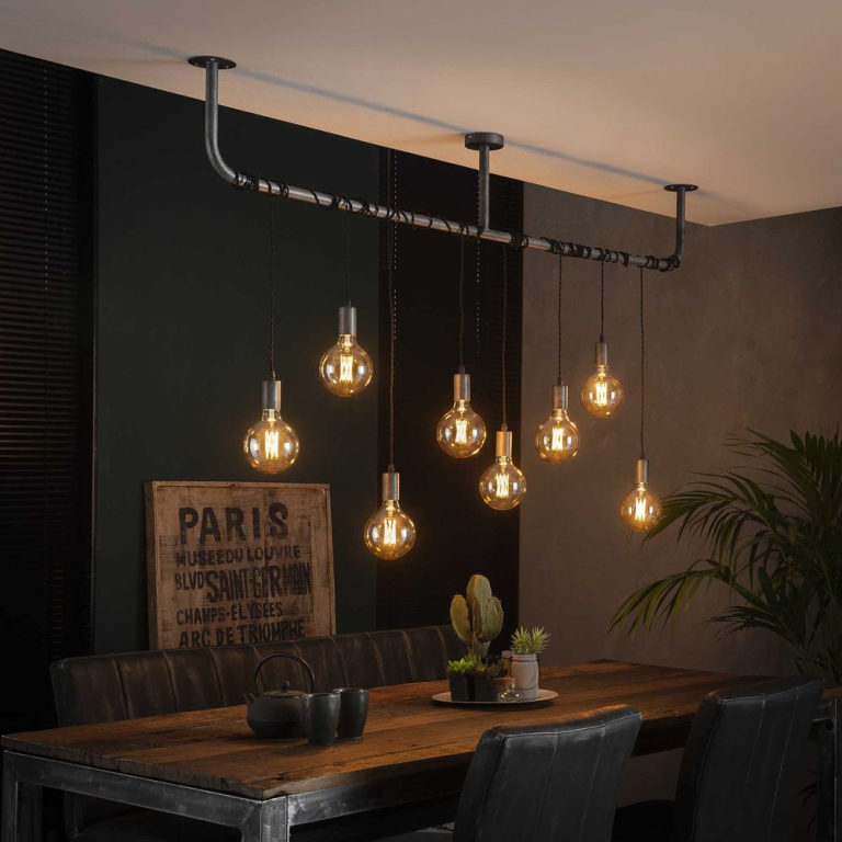 famlights Pendelleuchte Carsten in Silber E27 5-flammig | Lampen1a