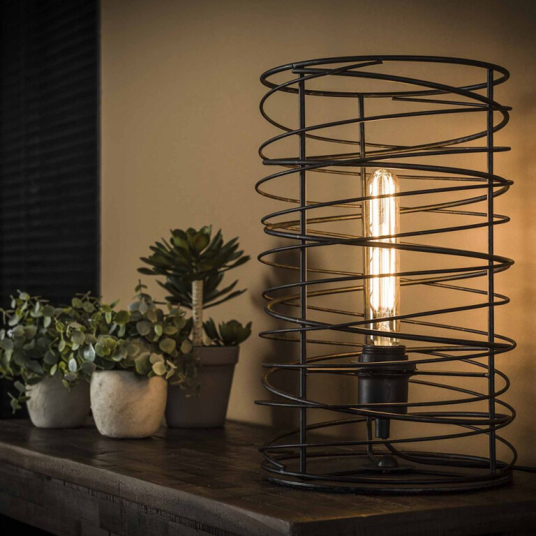 famlights famlights | Tischleuchte Charlotta in Anthrazit E27