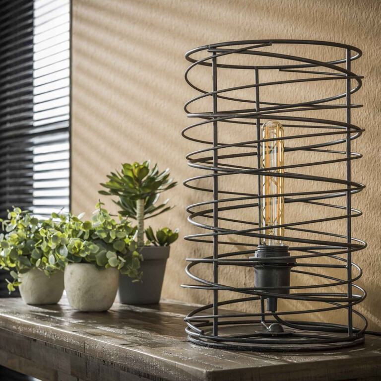 famlights famlights | Tischleuchte Charlotta in Anthrazit E27