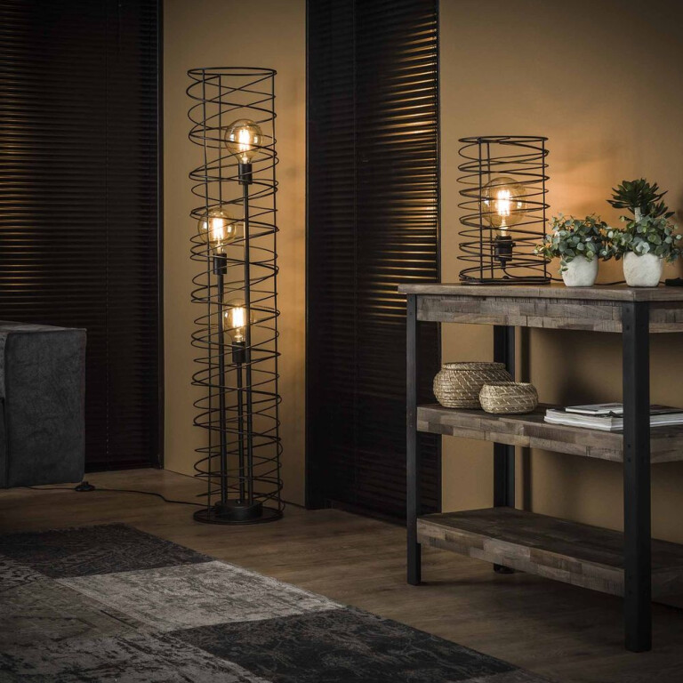 famlights famlights | Tischleuchte Charlotta in Anthrazit E27