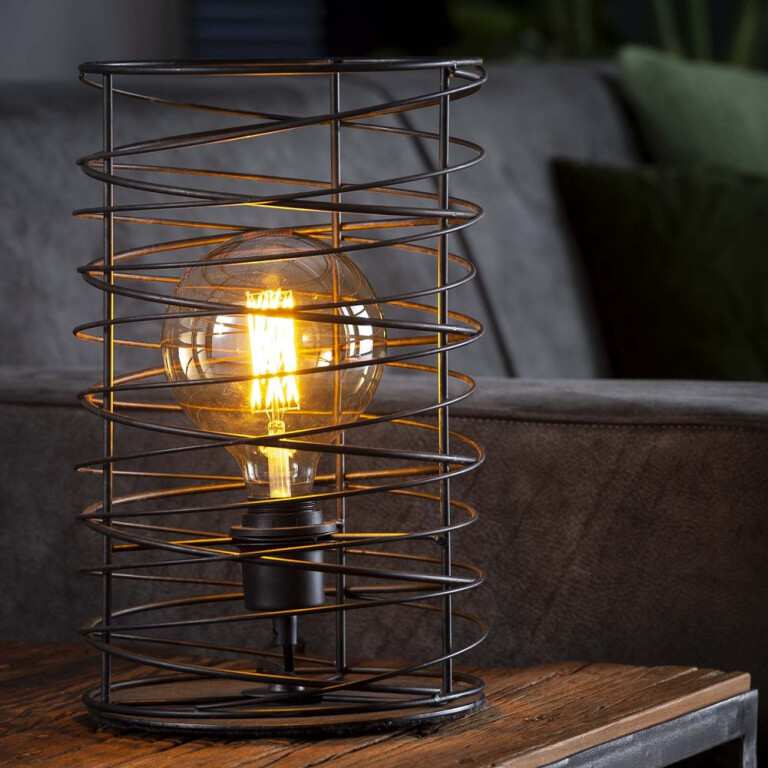 famlights famlights | Tischleuchte Charlotta in Anthrazit E27