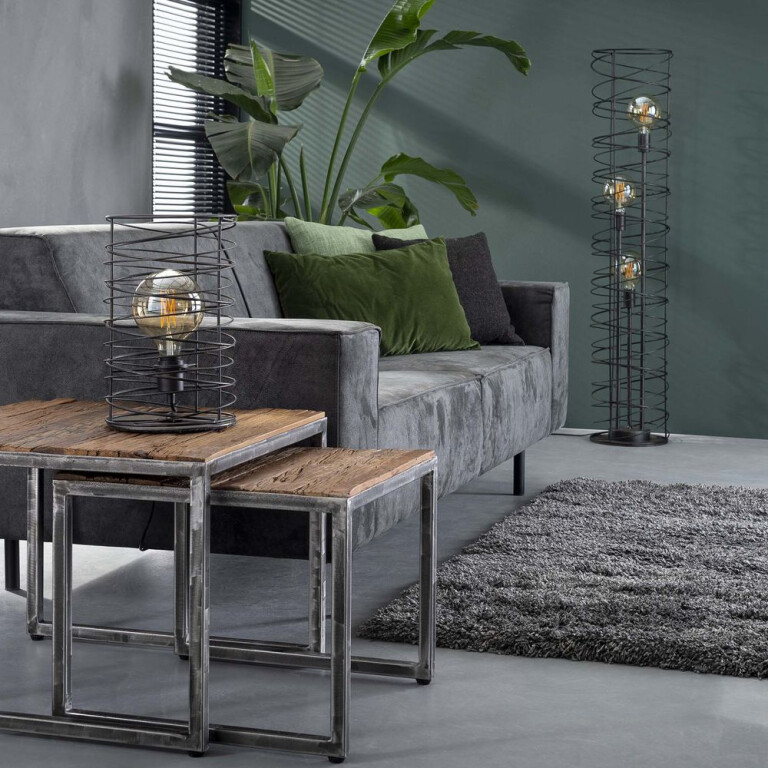 famlights famlights | Tischleuchte Charlotta in Anthrazit E27