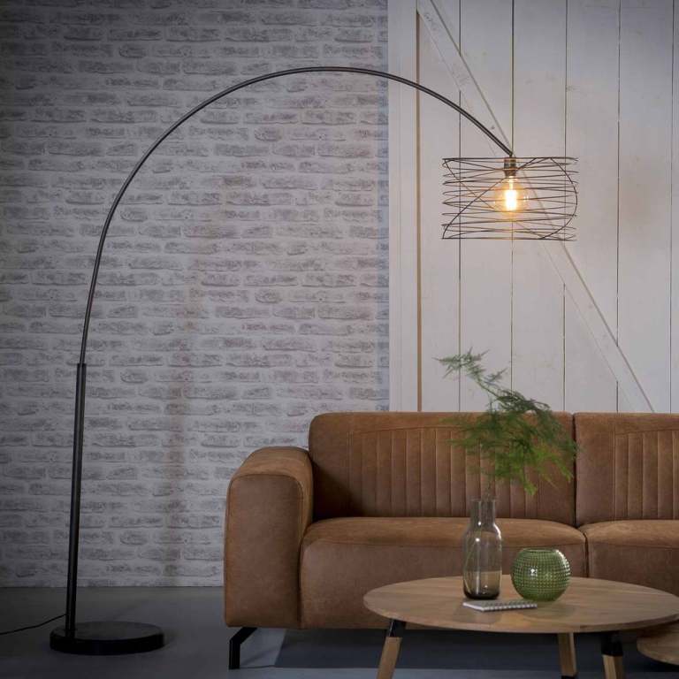 famlights famlights | Bogenleuchte Riccardo aus Metall in Antharzit E27