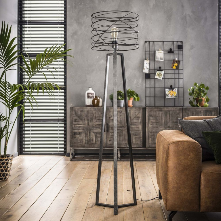 famlights famlights | Stehleuchte Riccardo aus Metall in Antharzit E27