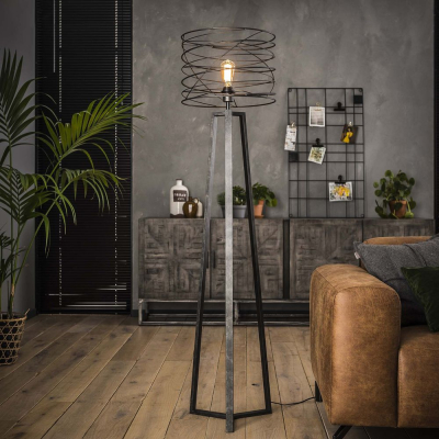 famlights | Stehleuchte Riccardo aus Metall in Antharzit E27