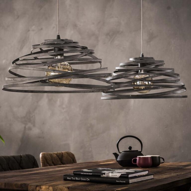 famlights famlights | Pendelleuchte Titus in Grau 2xE27