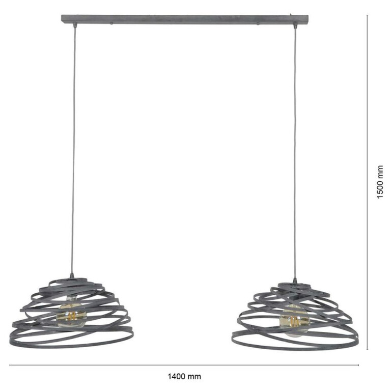famlights famlights | Pendelleuchte Titus in Grau 2xE27