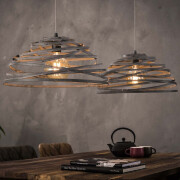 famlights | Pendelleuchte Titus in Grau 2xE27