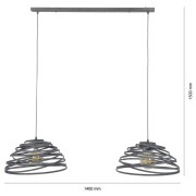 famlights | Pendelleuchte Titus in Grau 2xE27