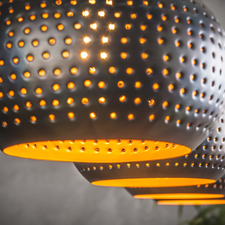 famlights famlights | Pendelleuchte Nela aus Metall in Braun 4xE27
