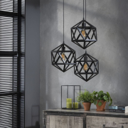 famlights | Pendelleuchte Ileyna aus Metall in Schwarz 3xE27